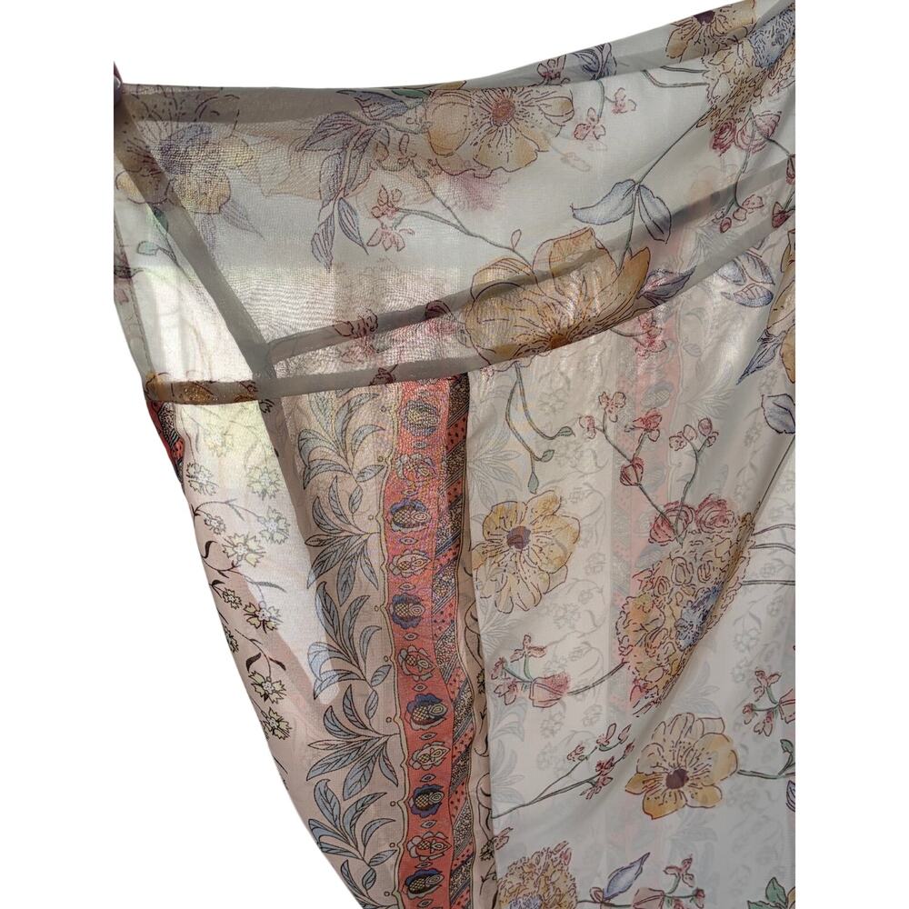 Umgee Boho Floral Kimono Cardigan Sheer Open Front Border Print M/L Festival - Picture 2 of 4